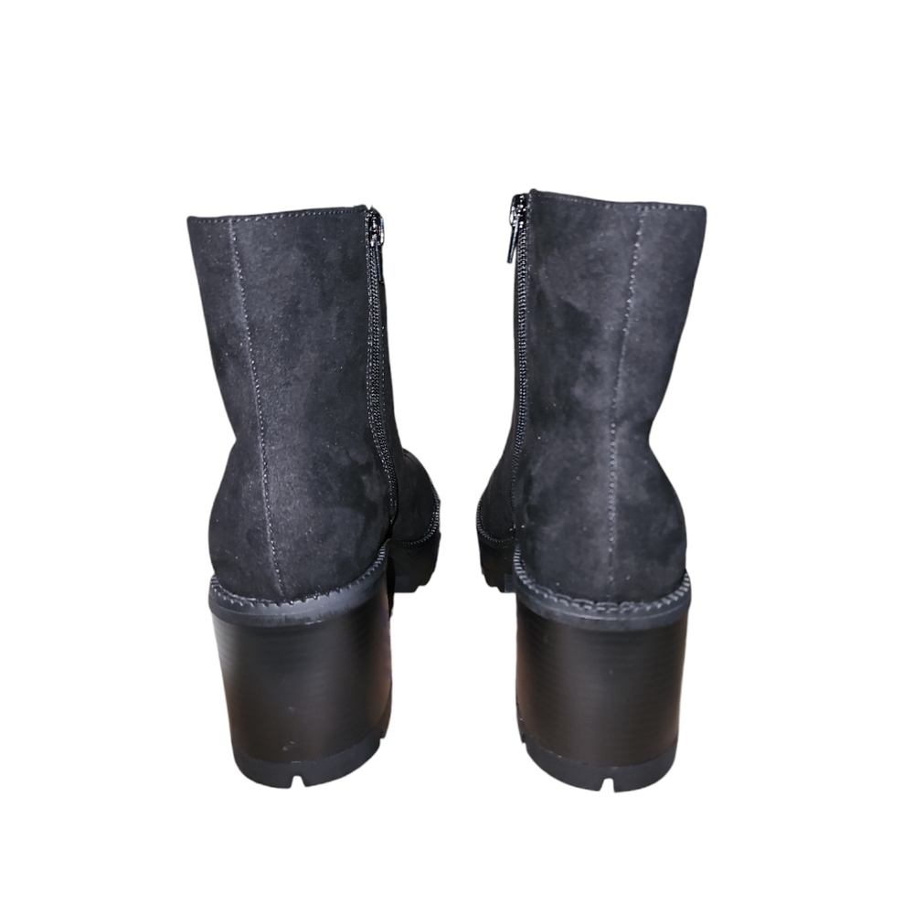 Wild Pair Womens Margoee Black Faux Suede Chunky Heeled Ankle Boots Size 9.5 - Picture 5 of 12